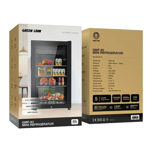 Green Lion GMF-83 83L mini refrigerator black with adjustable temperature Qatar