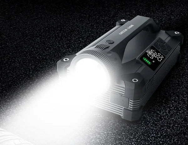 Green Lion JX66 jump starter with tyre inflator flashlight and power bank gray Qatar