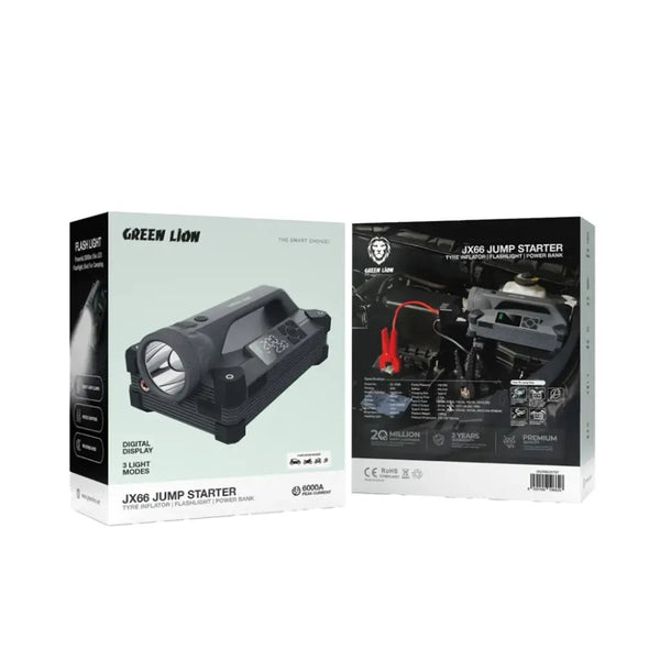 Green Lion JX66 24000mAh jump starter with 150 PSI tyre inflator and 65W PD power bank Gray Qatar