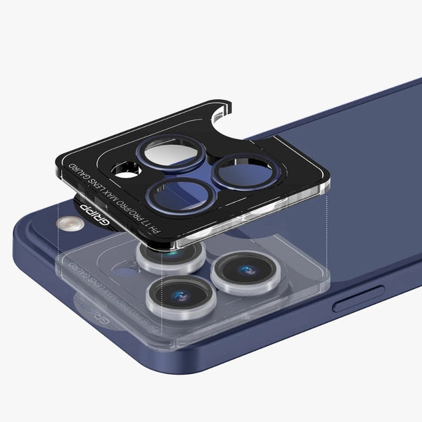 GRIPP Focal camera lens protector for iPhone 17 Pro Max Blue aluminium alloy ring 9H HD tempered glass Qatar