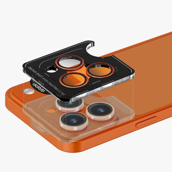 GRIPP Focal camera lens protector for iPhone 17 Pro Max Orange aluminium alloy ring 9H HD tempered glass Qatar