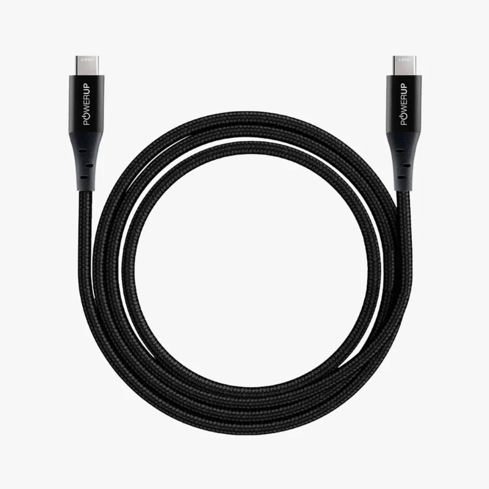 كابل Gripp POWERUP USB-C إلى USB-C بقوة 60 واط بطول 1.5 متر أسود