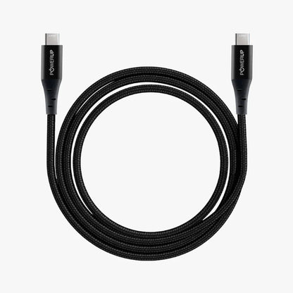 كابل Gripp POWERUP USB-C إلى USB-C بقوة 60 واط بطول 1.5 متر أسود