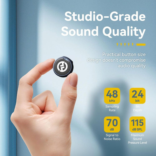 Hollyland Lark M2 Combo wireless lavalier microphone in Shine Charcoal with 24-bit audio and ENC noise cancellation in Qatar