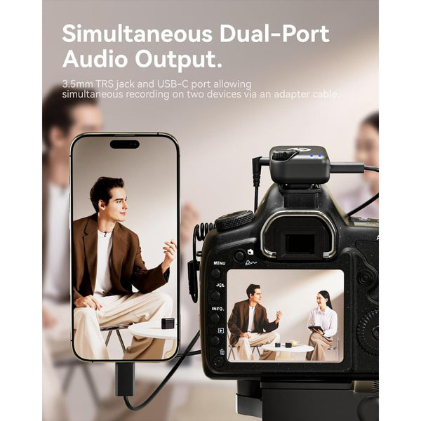 Hollyland Lark M2S Wireless Lavalier Microphone Ultimate Combo with discreet 7g microphones and ENC noise cancellation in Qatar
