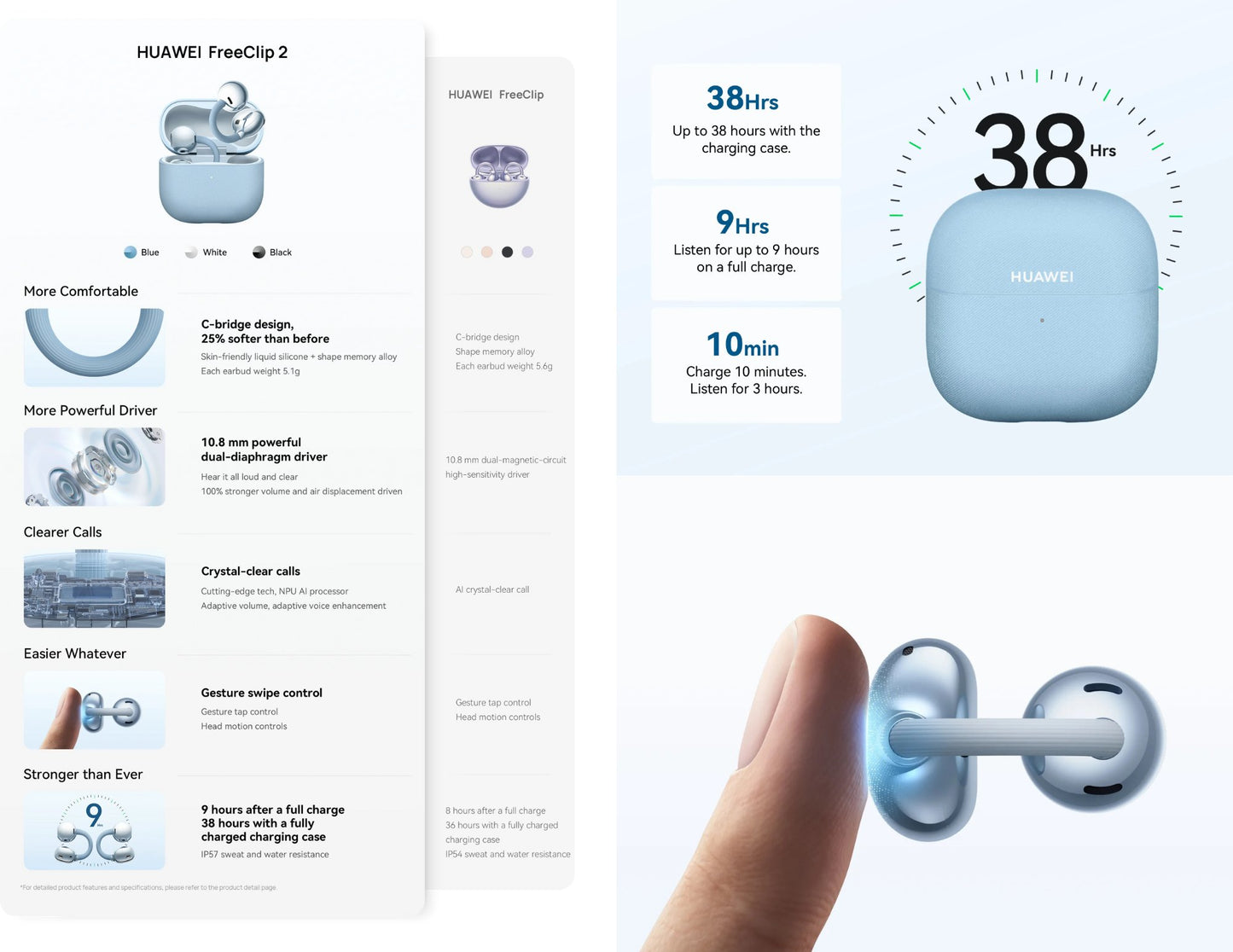 HUAWEI FreeClip 2 open-ear wireless earbuds with charging case Qatar