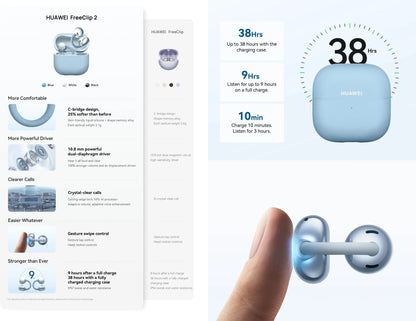 HUAWEI FreeClip 2 open-ear wireless earbuds with charging case Qatar