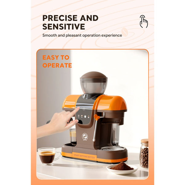 iCafilas ME2603 semi-automatic espresso coffee maker with built-in grinder, 19-bar pressure and milk frothing steam wand in Qatar