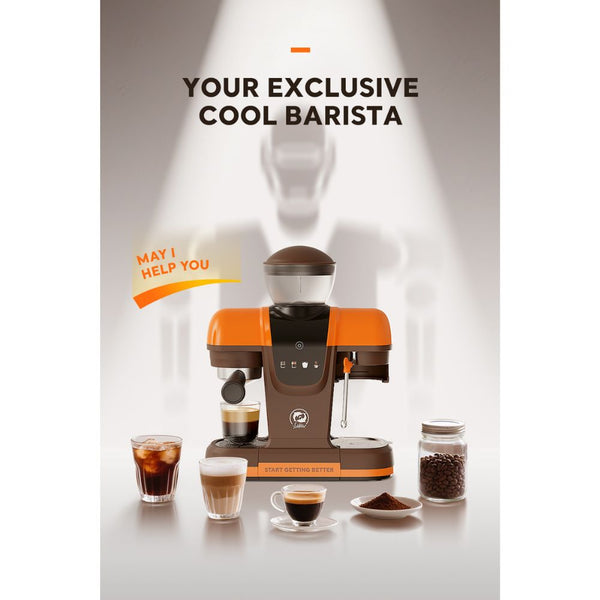 iCafilas ME2603 semi-automatic espresso coffee maker with built-in grinder, 19-bar pressure and milk frothing steam wand in Qatar