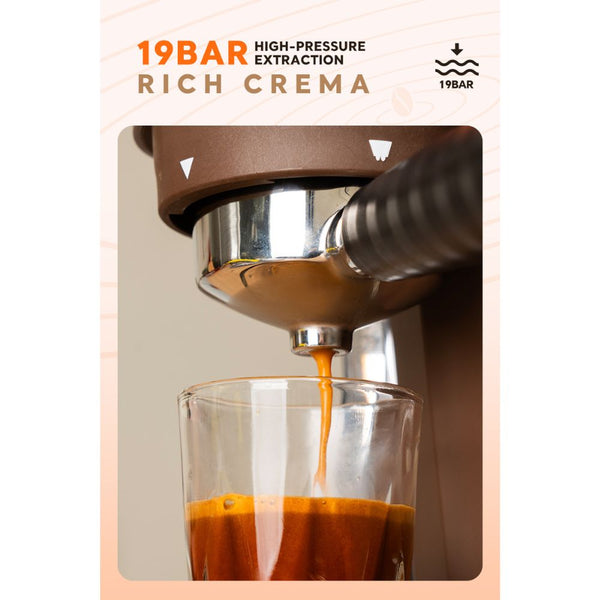 iCafilas ME2603 semi-automatic espresso coffee maker with built-in grinder, 19-bar pressure and milk frothing steam wand in Qatar