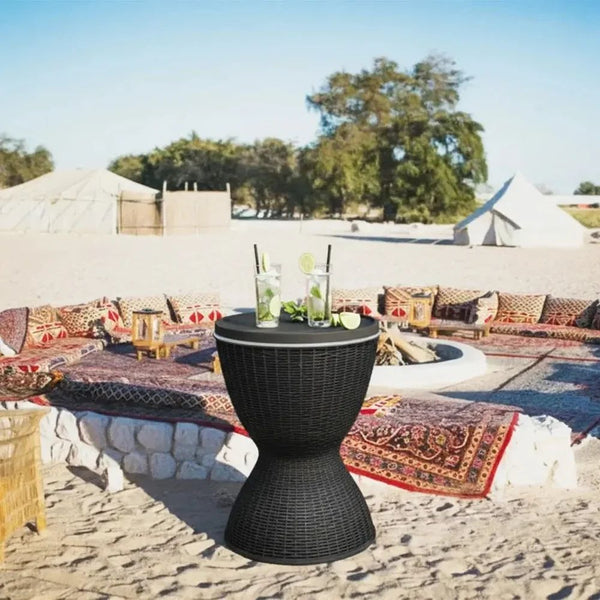Ice Table Multifunctional Outdoor Cooler Table Black 8 Gallon 40 Can Capacity Qatar