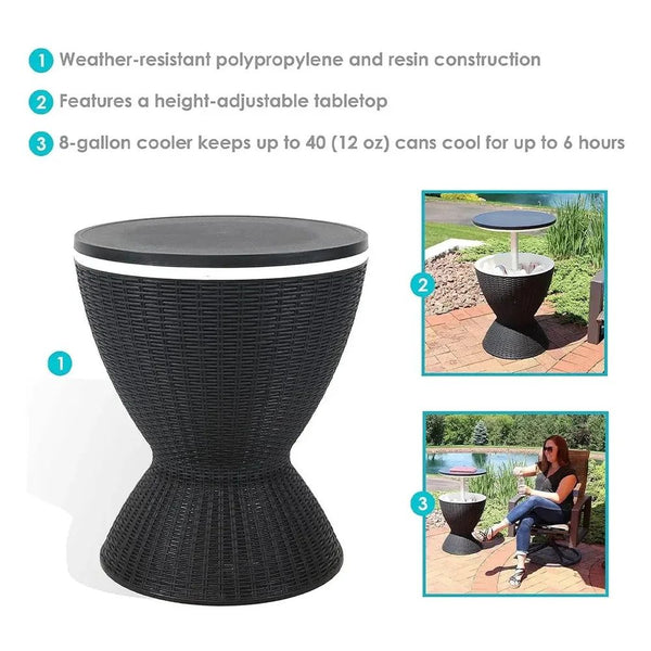 Ice Table Multifunctional Outdoor Cooler Table Black 8 Gallon 40 Can Capacity Qatar