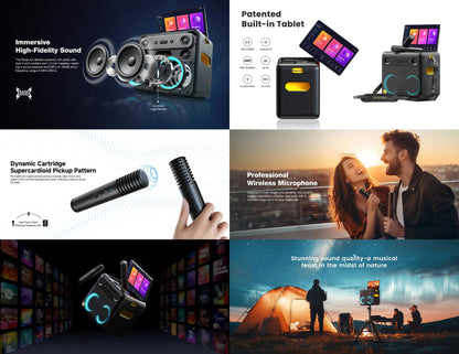 Ikarao Break X2 280W smart party speaker karaoke machine with 10.1 inch touchscreen and wireless microphones Qatar