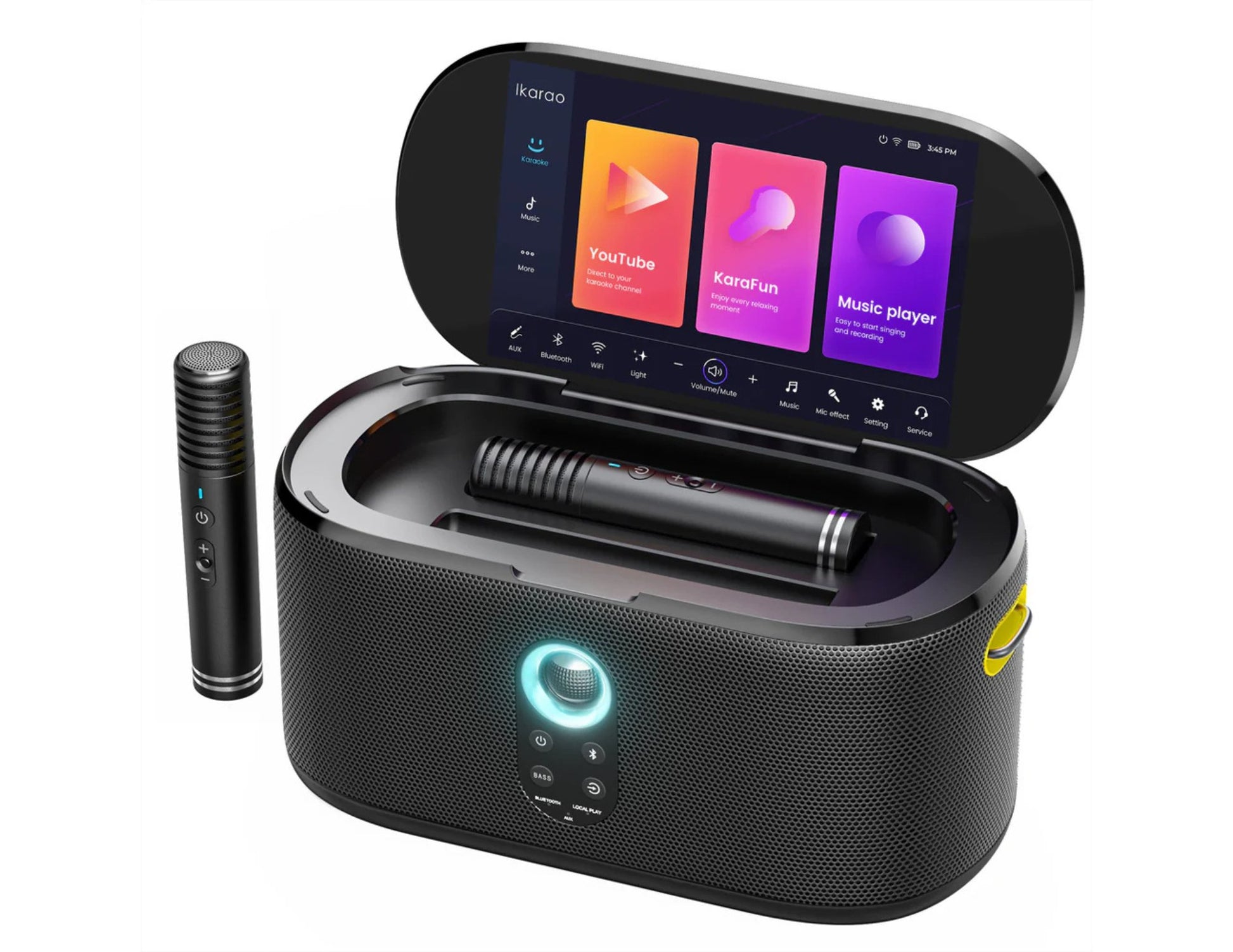 Ikarao Shell S1 280W smart party speaker karaoke machine with dual wireless microphones and 10.1 inch touchscreen Qatar