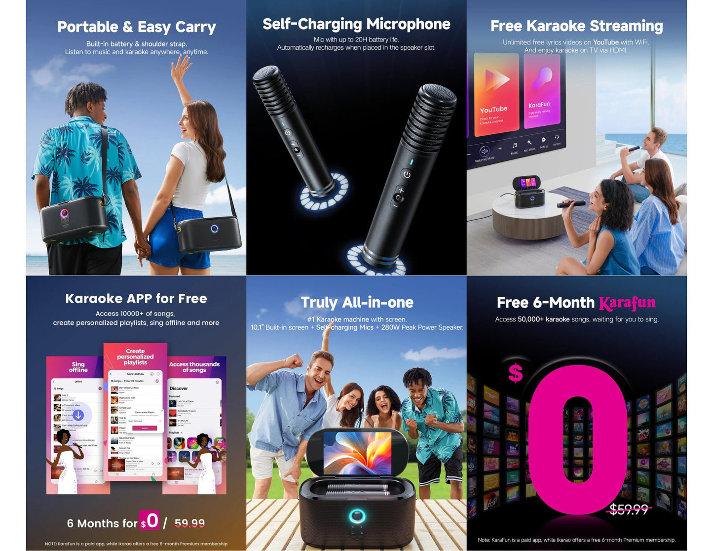 Ikarao Shell S1 280W smart party speaker karaoke machine with dual wireless microphones and 10.1 inch touchscreen Qatar