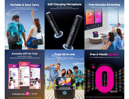 Ikarao Shell S1 280W smart party speaker karaoke machine with dual wireless microphones and 10.1 inch touchscreen Qatar