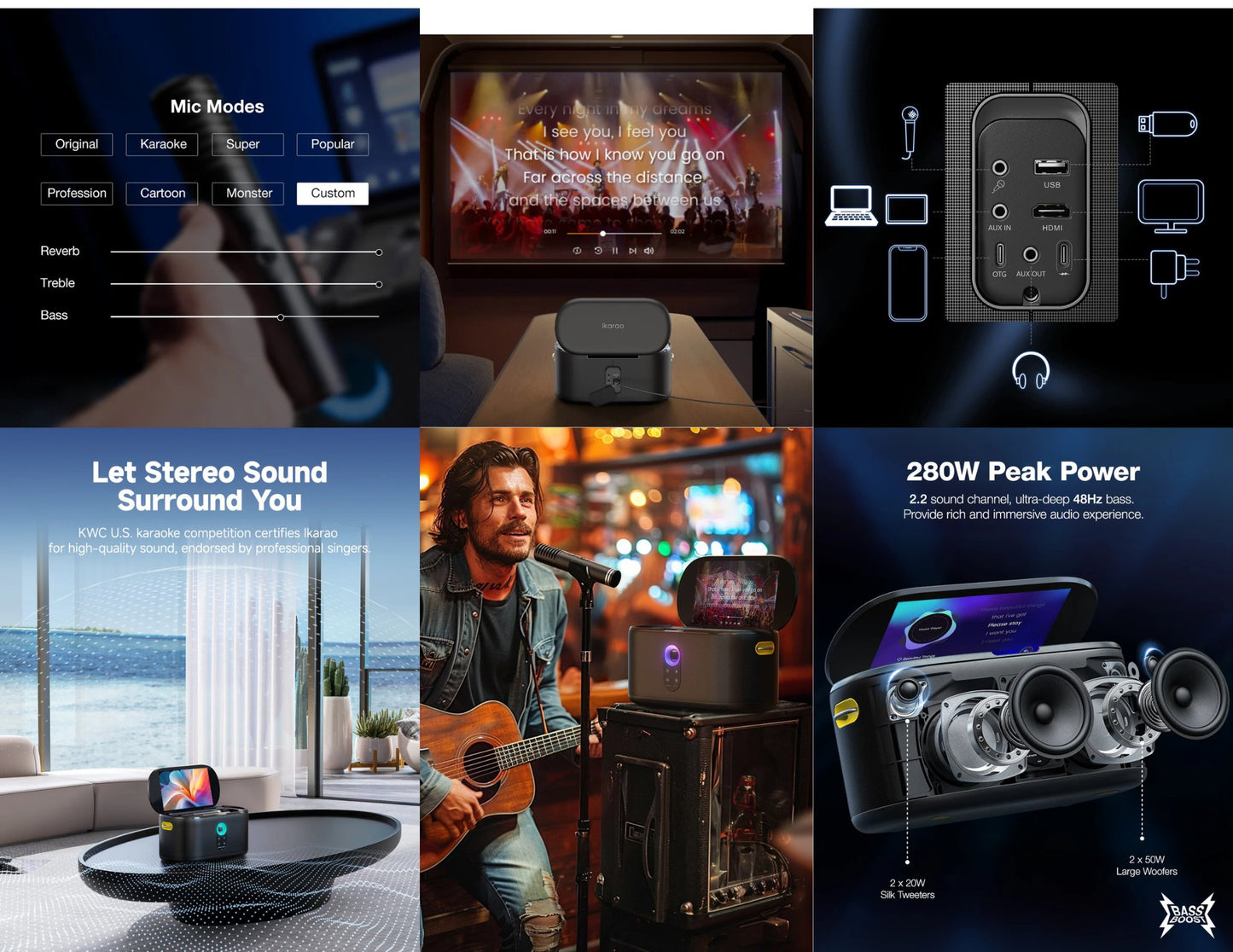 Ikarao Shell S1 280W smart party speaker karaoke machine with dual wireless microphones and 10.1 inch touchscreen Qatar