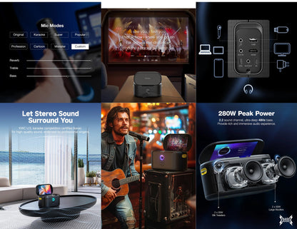 Ikarao Shell S1 280W smart party speaker karaoke machine with dual wireless microphones and 10.1 inch touchscreen Qatar