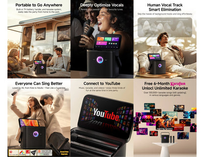 Ikarao Shell S3 black portable 80W karaoke machine with wireless microphones and lyrics display Qatar