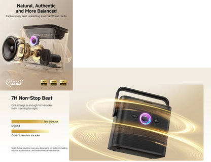 Ikarao Shell S3 black portable 80W karaoke machine with wireless microphones and lyrics display Qatar