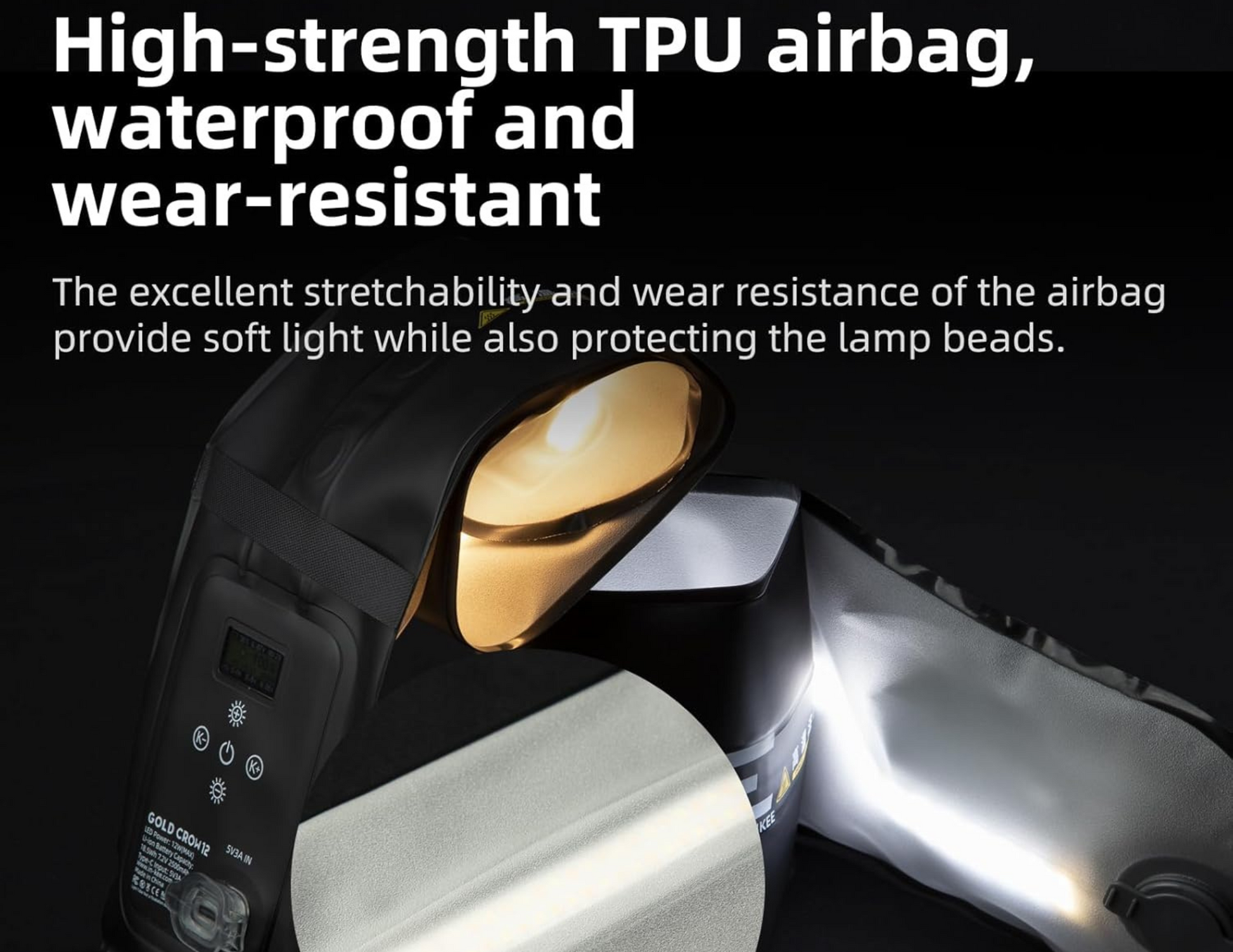 Inkee Gold Crow SK921’s TPU airbag providing soft light protection.