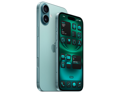 Apple iPhone 16 back and side view in Teal