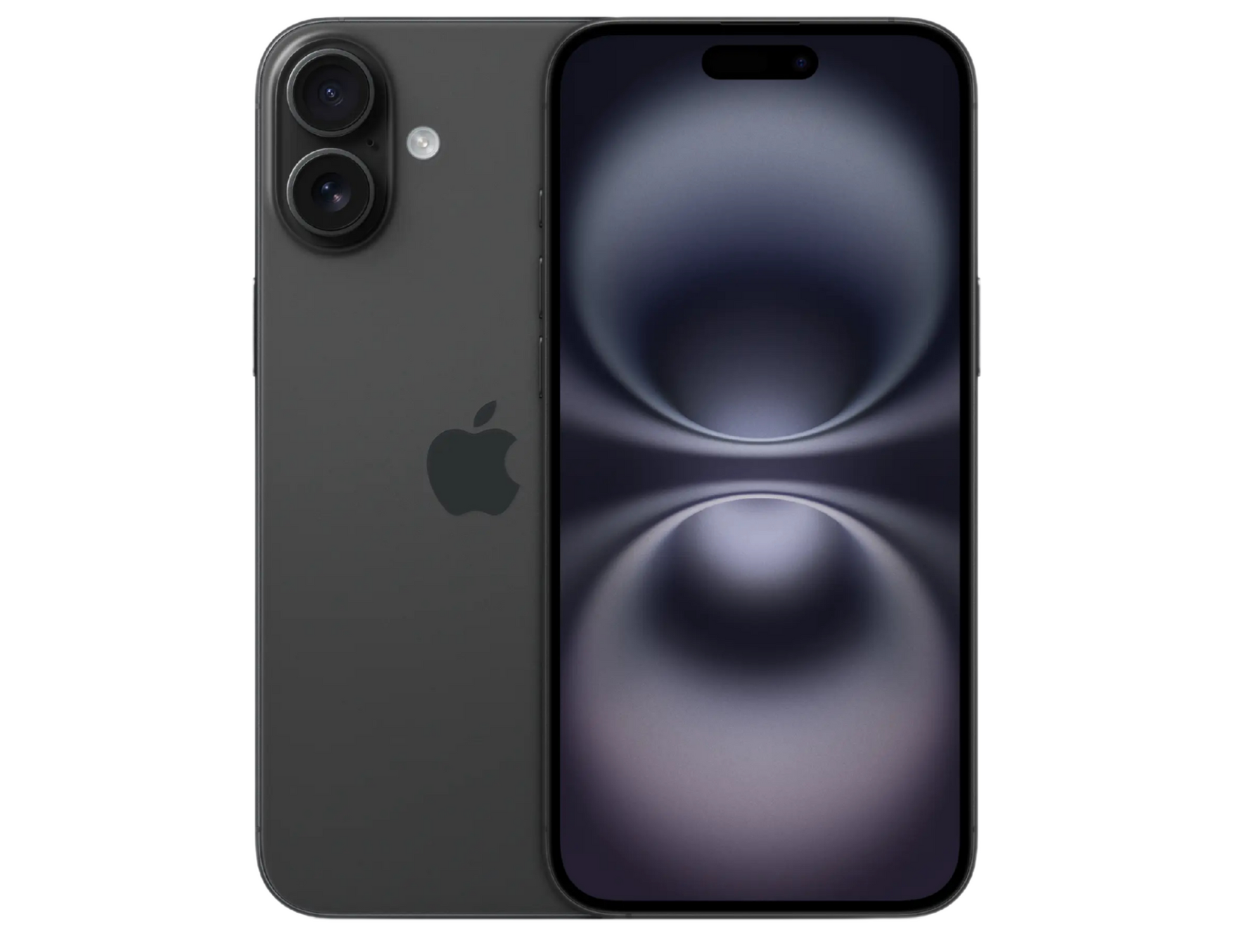 Apple iPhone 16 Plus front and back view in Black
