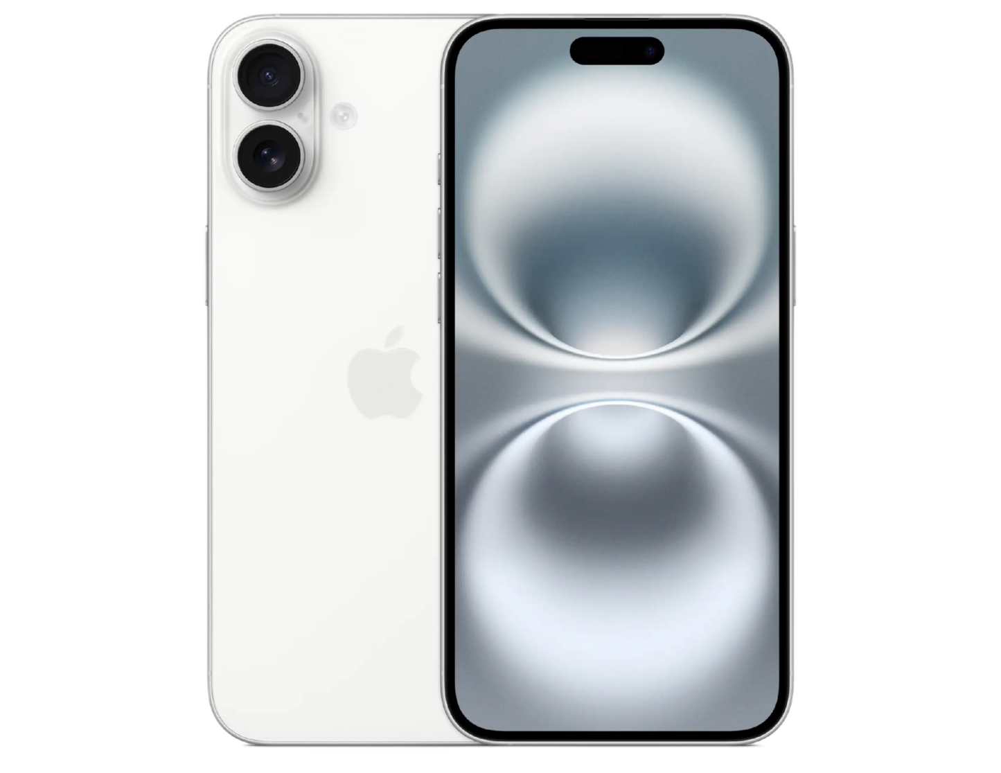 Apple iPhone 16 Plus front and back view in White