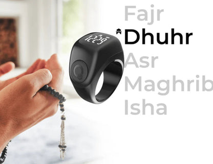 iQibla Zikr Ring Jood Lite J01T smart tasbih ring with prayer reminders and adjustable sizes, Thabthaba Store Qatar