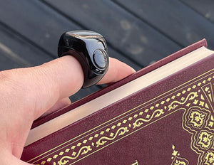 iQibla Zikr Ring Jood Lite J01T smart tasbih ring with prayer reminders and adjustable sizes, Thabthaba Store Qatar