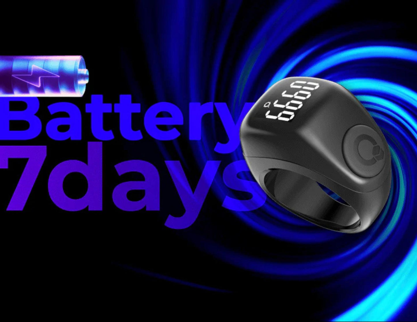 iQibla Zikr Ring Jood Lite J01T smart tasbih ring with prayer reminders and adjustable sizes, Thabthaba Store Qatar