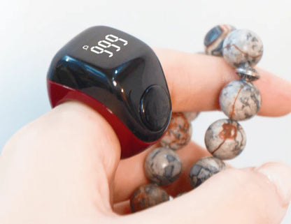 iQibla Zikr Ring Jood Lite J01T smart tasbih ring with prayer reminders and adjustable sizes, Thabthaba Store Qatar