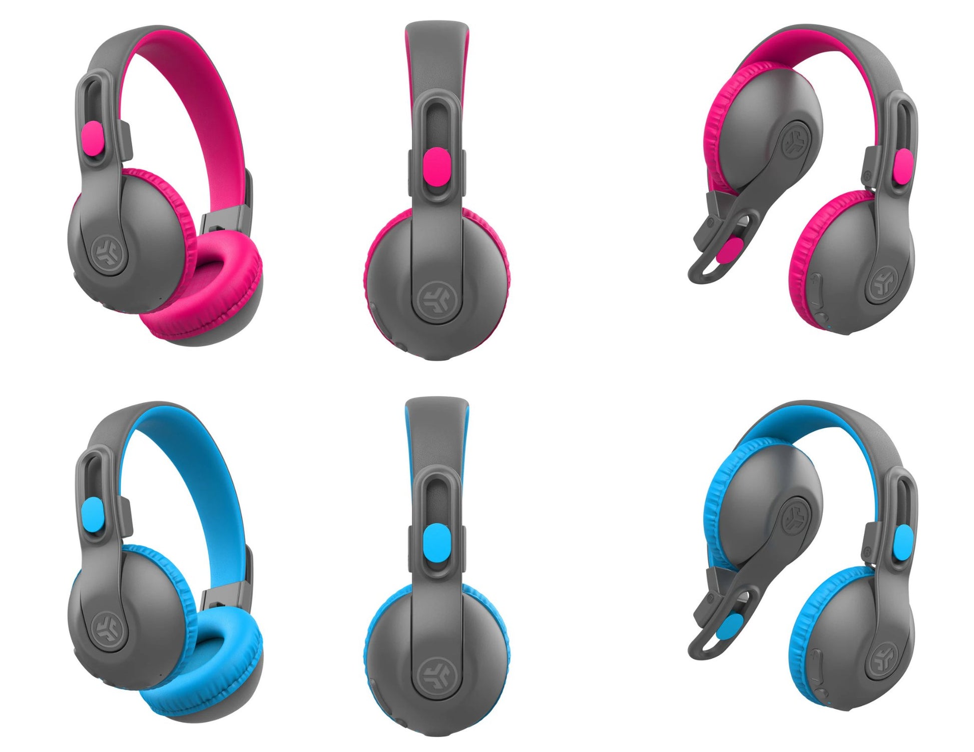 JLab JBuddies Studio 2 2-in-1 kids headphones, safe volume, gray/blue gray/pink, Qatar