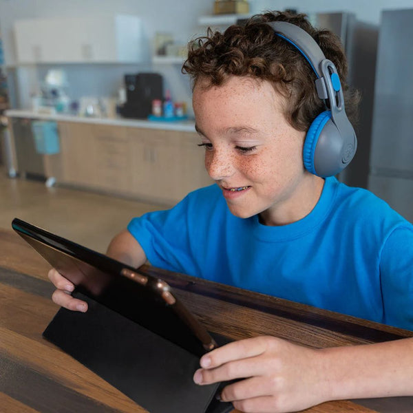 JLab JBuddies Studio 2 Gray Blue kids wireless wired headphones with Volume Safe and Cloud Foam Qatar