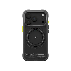 Skinarma Atlas Black protective case for iPhone 18 Pro with 360° rotating aluminium kickstand and DRIFT-NODE™ corner protection in Qatar