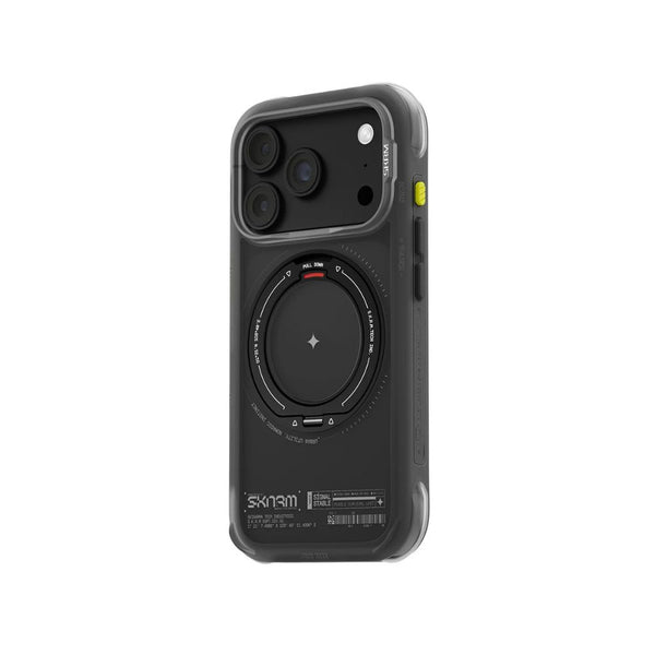 Skinarma Atlas Black protective case for iPhone 18 Pro with 360° rotating aluminium kickstand and DRIFT-NODE™ corner protection in Qatar