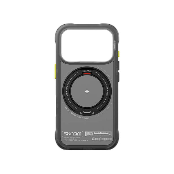 Skinarma Atlas Black protective case for iPhone 18 Pro with 360° rotating aluminium kickstand and DRIFT-NODE™ corner protection in Qatar