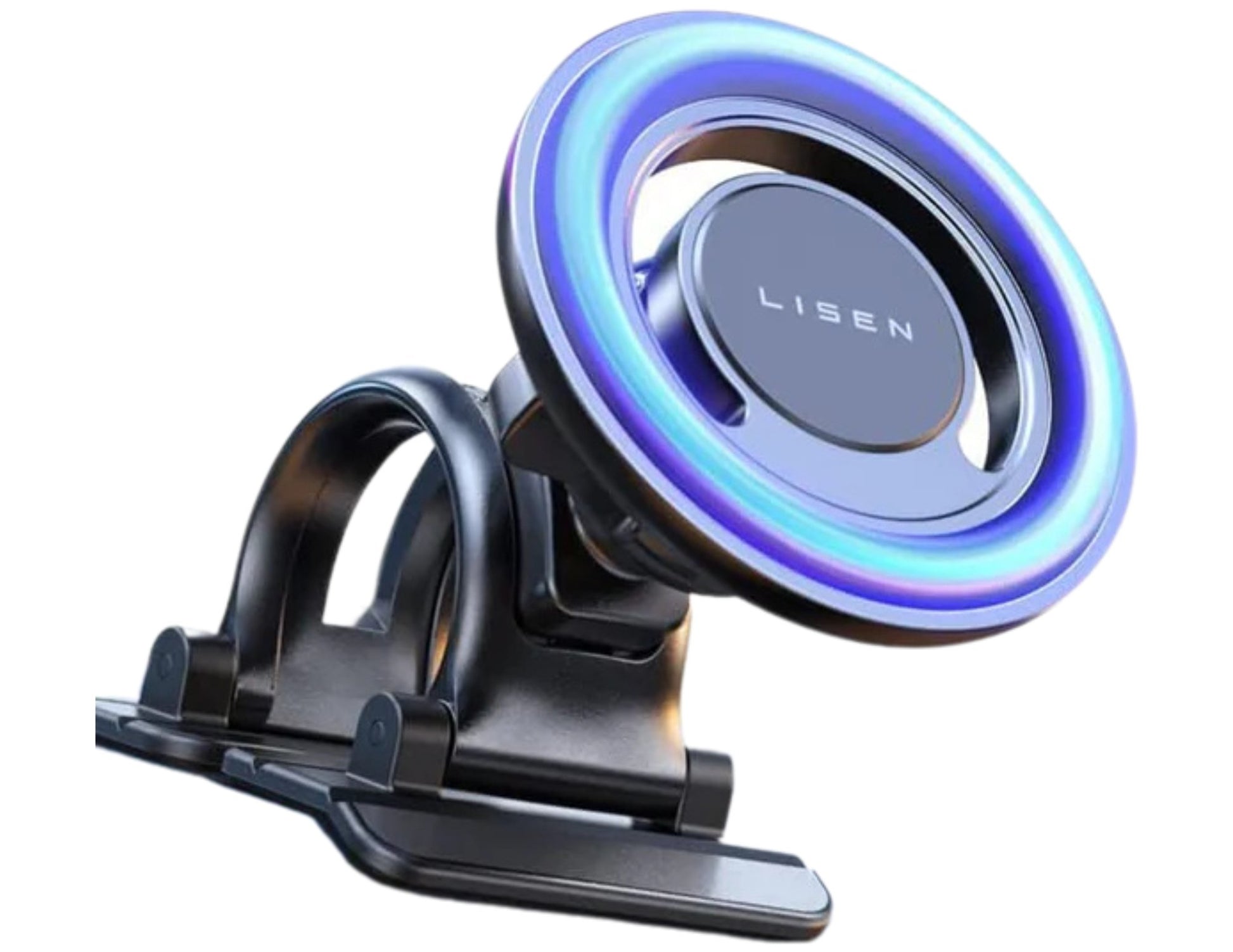Lisen 2‑in‑1 MagSafe car phone holder with graphene 3M adhesive and steel‑hook vent clip for iPhone and Android in Qatar
