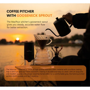 Macnoa MacPour gooseneck coffee pot with stainless steel design and hand wound grip Black Qatar