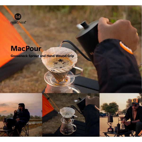 Macnoa MacPour gooseneck coffee pot with stainless steel design and hand wound grip Black Qatar