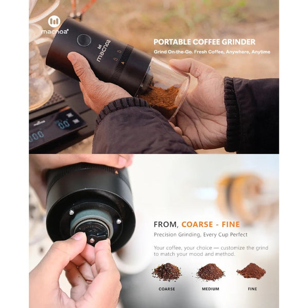 Macnoa portable burr coffee grinder with adjustable grind size Black Qatar