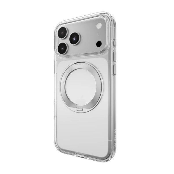 Mageasy Bright 360 M Transparent Silver clear case for iPhone 18 Pro Max with 360° stand, MagSafe and 16-ft protection in Qatar