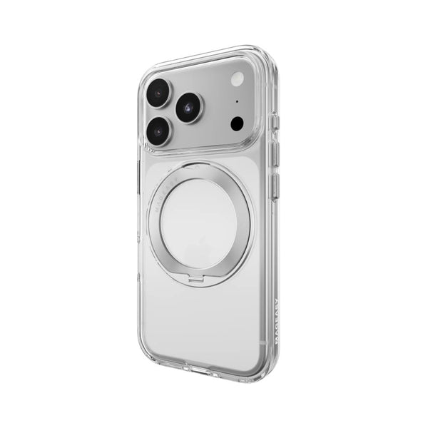 Mageasy Bright 360 M Transparent Silver clear case for iPhone 18 Pro with 360° stand, MagSafe and 16-ft protection in Qatar