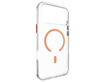 MagEasy Bright M Never Yellowing Protective Clear Case for iPhone 17 Series, MagSafe ring, metal buttons, 16ft drop-proof, anti-yellow, at Thabthaba Store Qatar