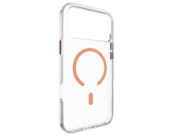 MagEasy Bright M Never Yellowing Protective Clear Case for iPhone 17 Series, MagSafe ring, metal buttons, 16ft drop-proof, anti-yellow, at Thabthaba Store Qatar