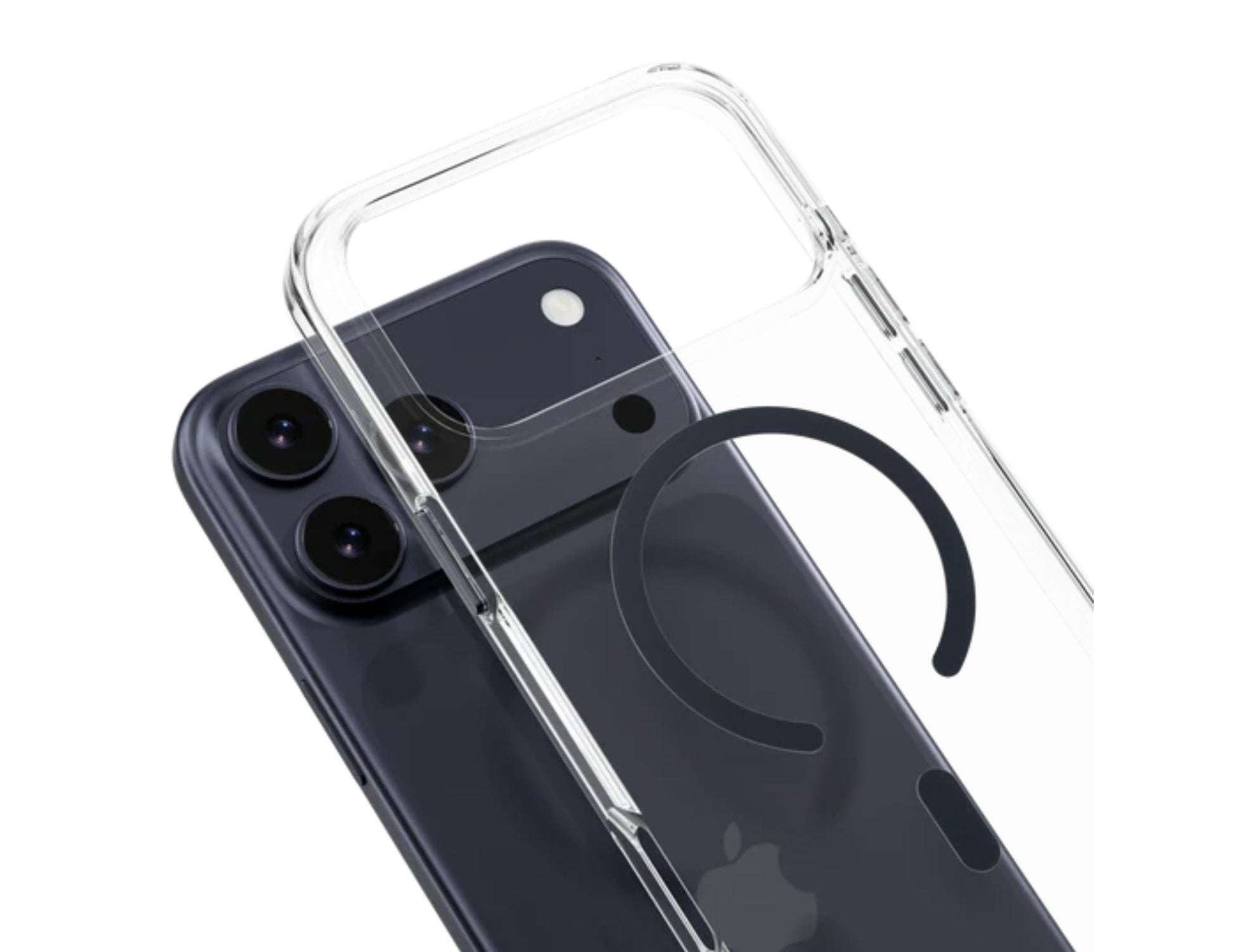 MagEasy Bright M Never Yellowing Protective Clear Case for iPhone 17 Series, MagSafe ring, metal buttons, 16ft drop-proof, anti-yellow, at Thabthaba Store Qatar