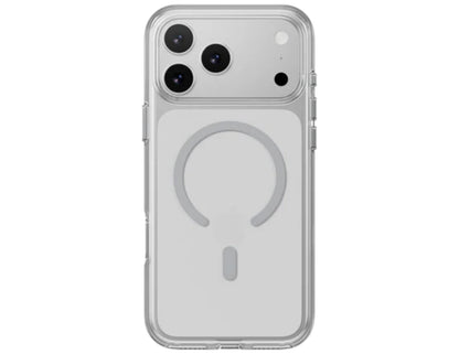 MagEasy Bright M Never Yellowing Protective Clear Case for iPhone 17 Series, MagSafe ring, metal buttons, 16ft drop-proof, anti-yellow, at Thabthaba Store Qatar