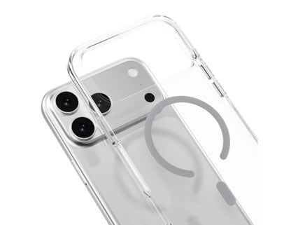 MagEasy Bright M Never Yellowing Protective Clear Case for iPhone 17 Series, MagSafe ring, metal buttons, 16ft drop-proof, anti-yellow, at Thabthaba Store Qatar