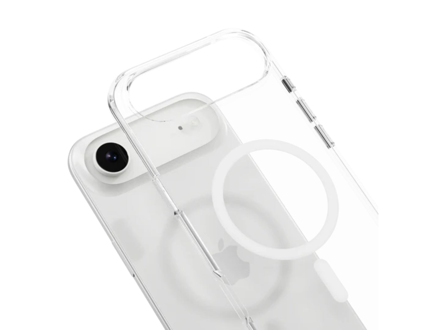MagEasy Bright M Never Yellowing Protective Clear Case for iPhone 17 Series, MagSafe ring, metal buttons, 16ft drop-proof, anti-yellow, at Thabthaba Store Qatar