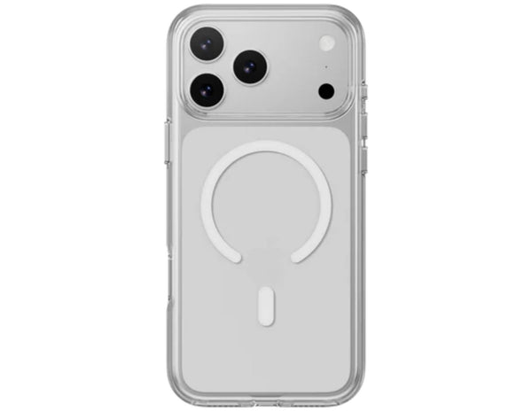 MagEasy Bright M Never Yellowing Protective Clear Case for iPhone 17 Series, MagSafe ring, metal buttons, 16ft drop-proof, anti-yellow, at Thabthaba Store Qatar
